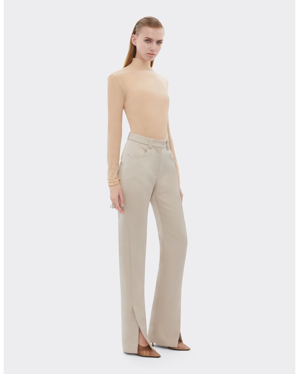 Ferrari White Duchesse Satin Trousers With Buckle