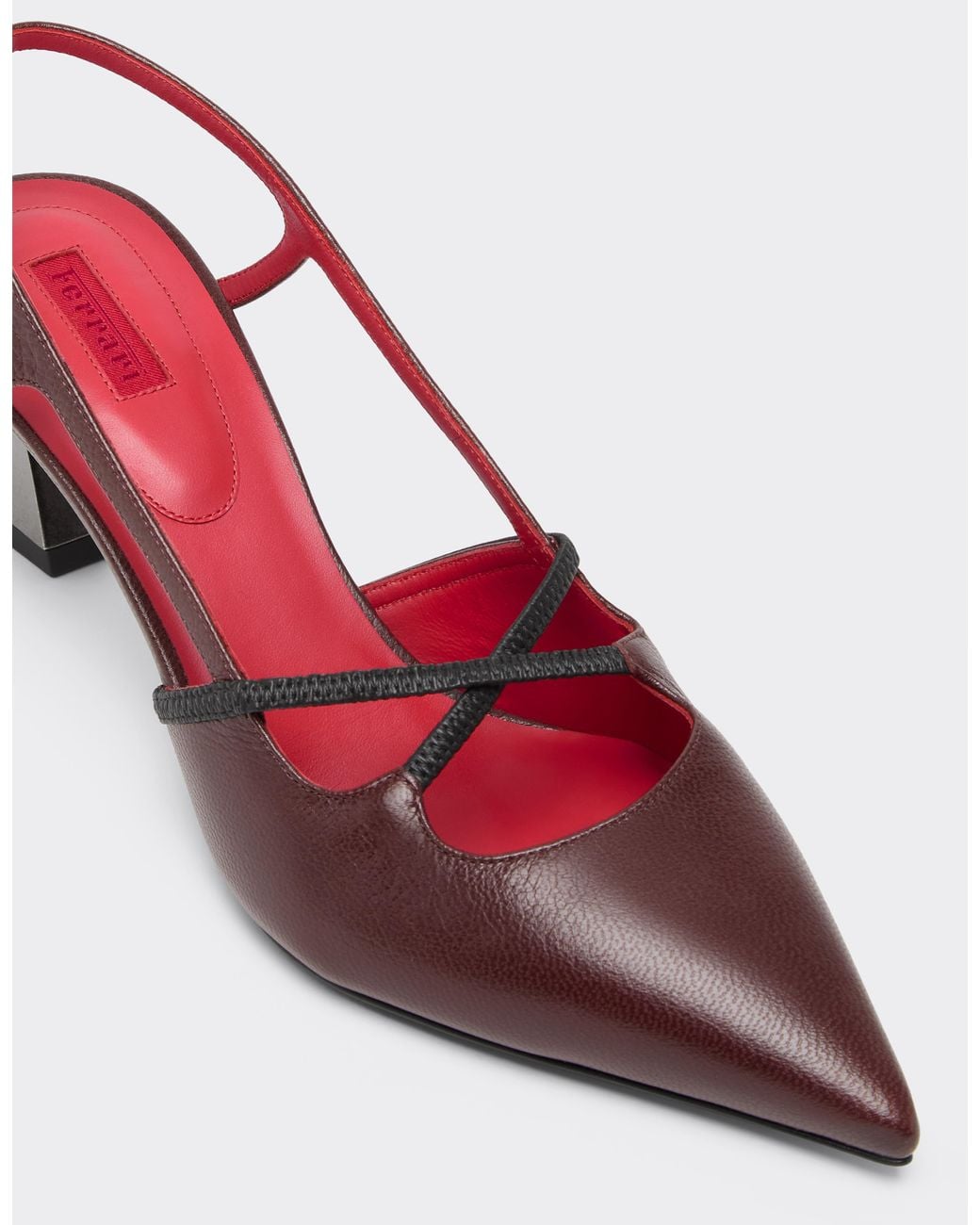 Ferrari Pink Leather Slingback With Sculpted Heel
