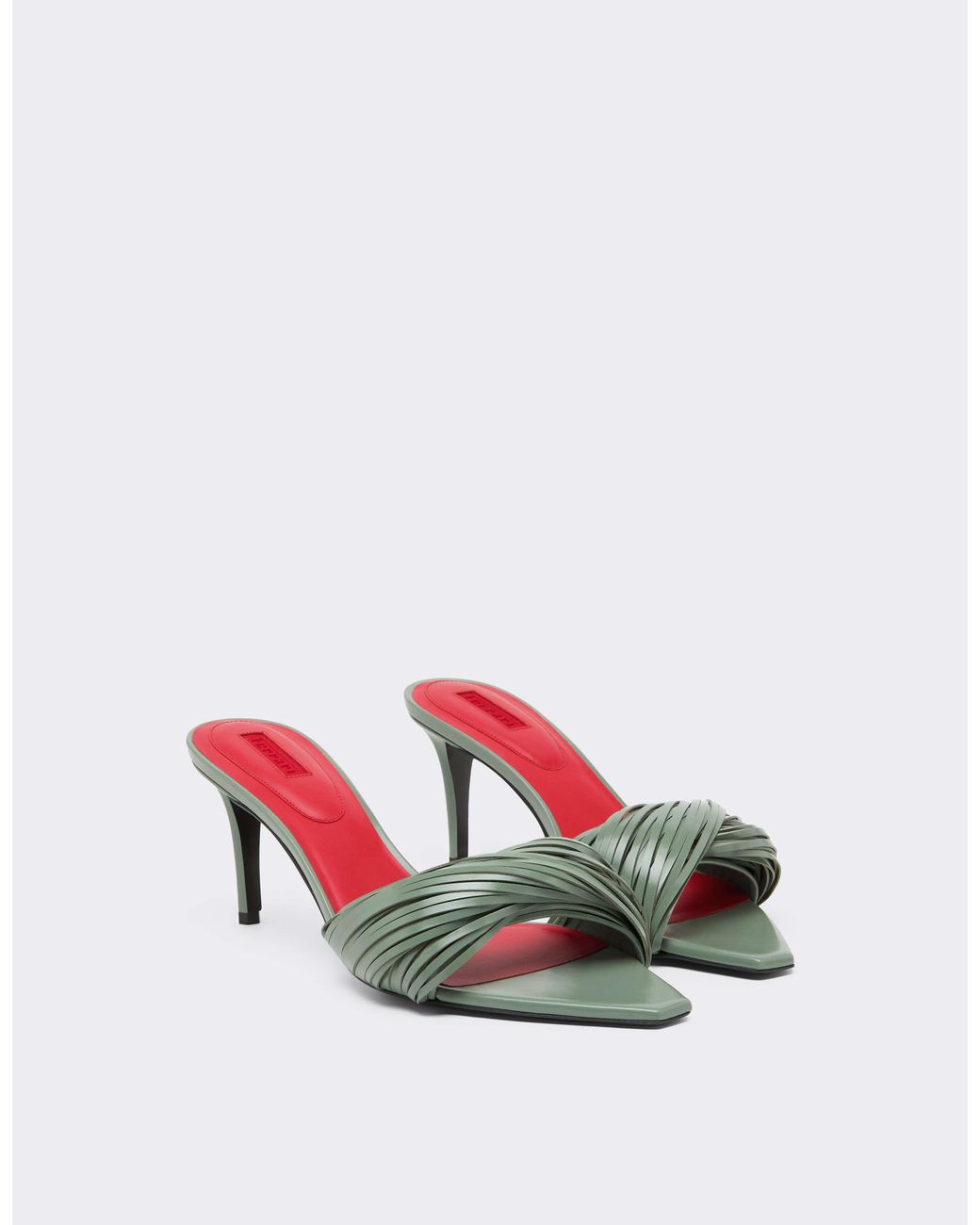 Ferrari White Leather Mules With Carved Fringes