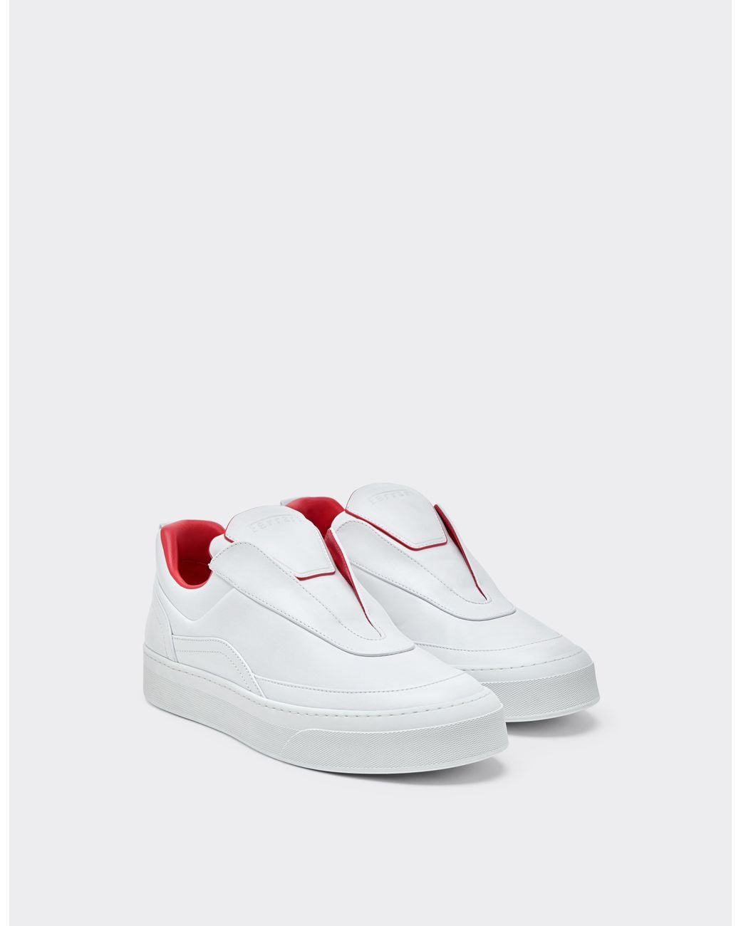 Ferrari White Nappa Leather Trainers With Embossed Logo for men