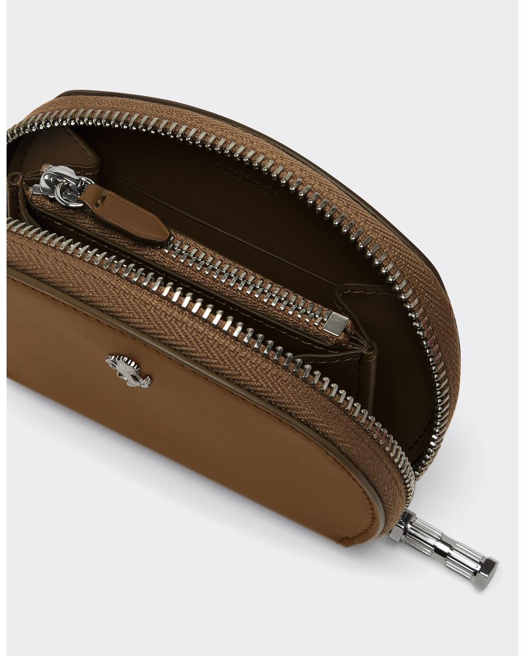 Ferrari Brown Smooth Leather Zip-Up Wallet