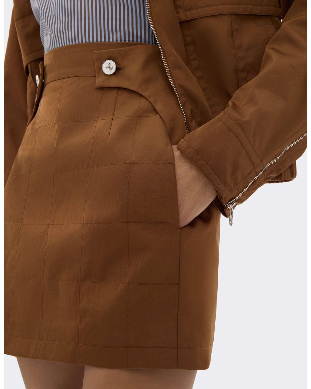 Ferrari Brown Recycled Gabardine Skirt With Water-Repellent Finish