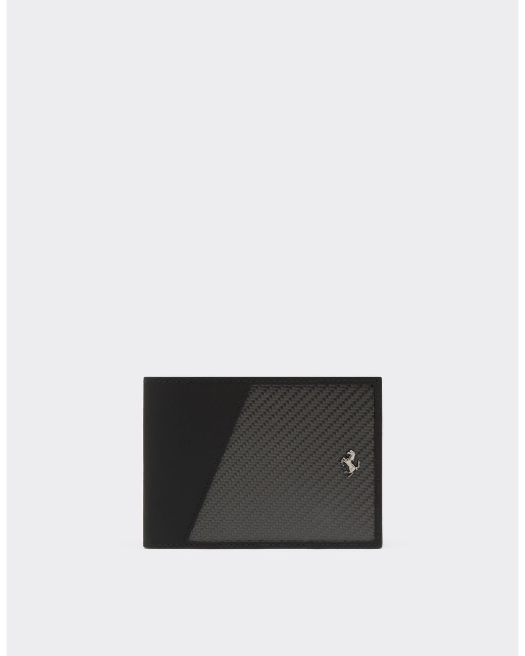 Ferrari White Horizontal Leather And Carbon Fiber Wallet