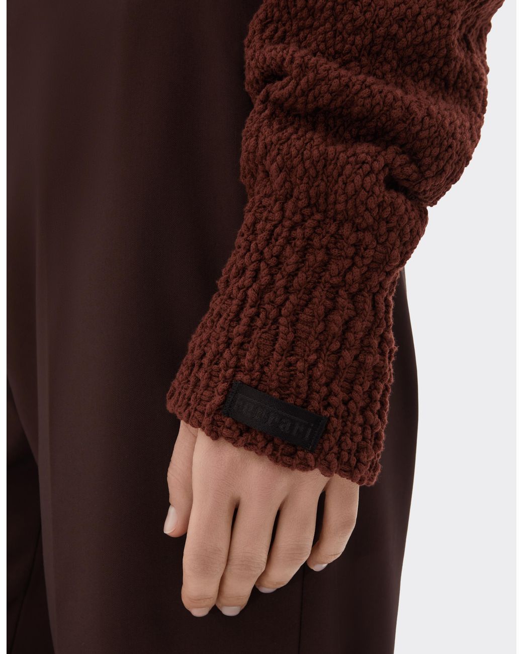 Ferrari Brown Wool Bouclé Turtleneck