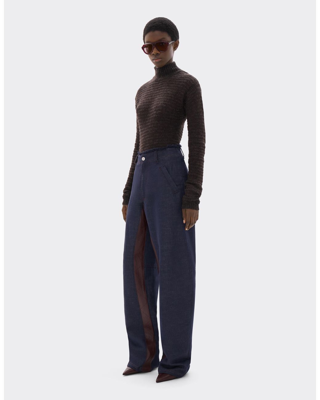 Ferrari Blue Cotton And Linen Denim Trousers