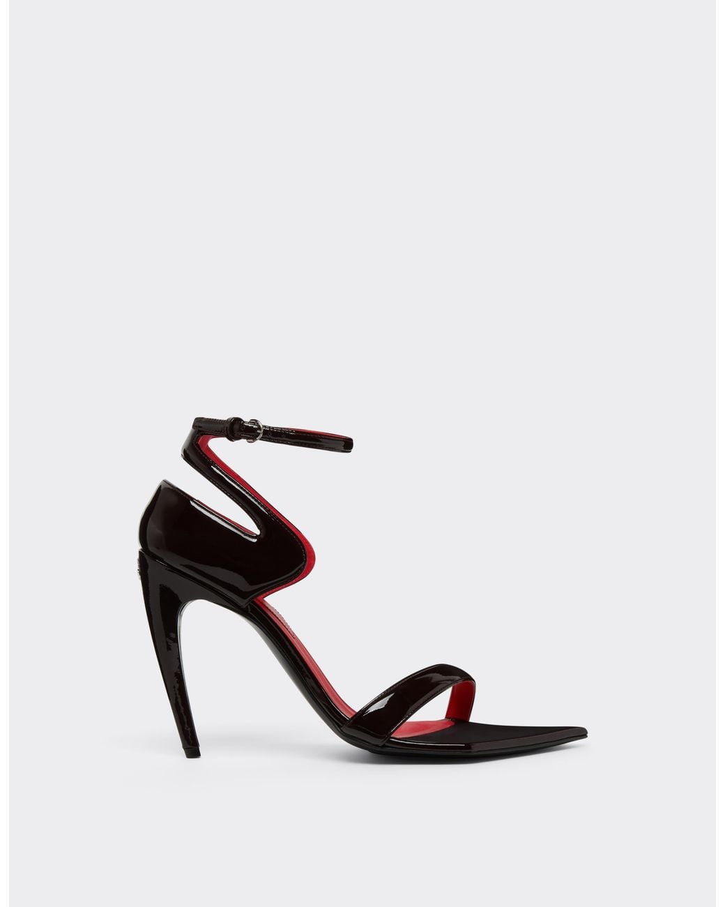 Ferrari White Patent Leather Heeled Sandal