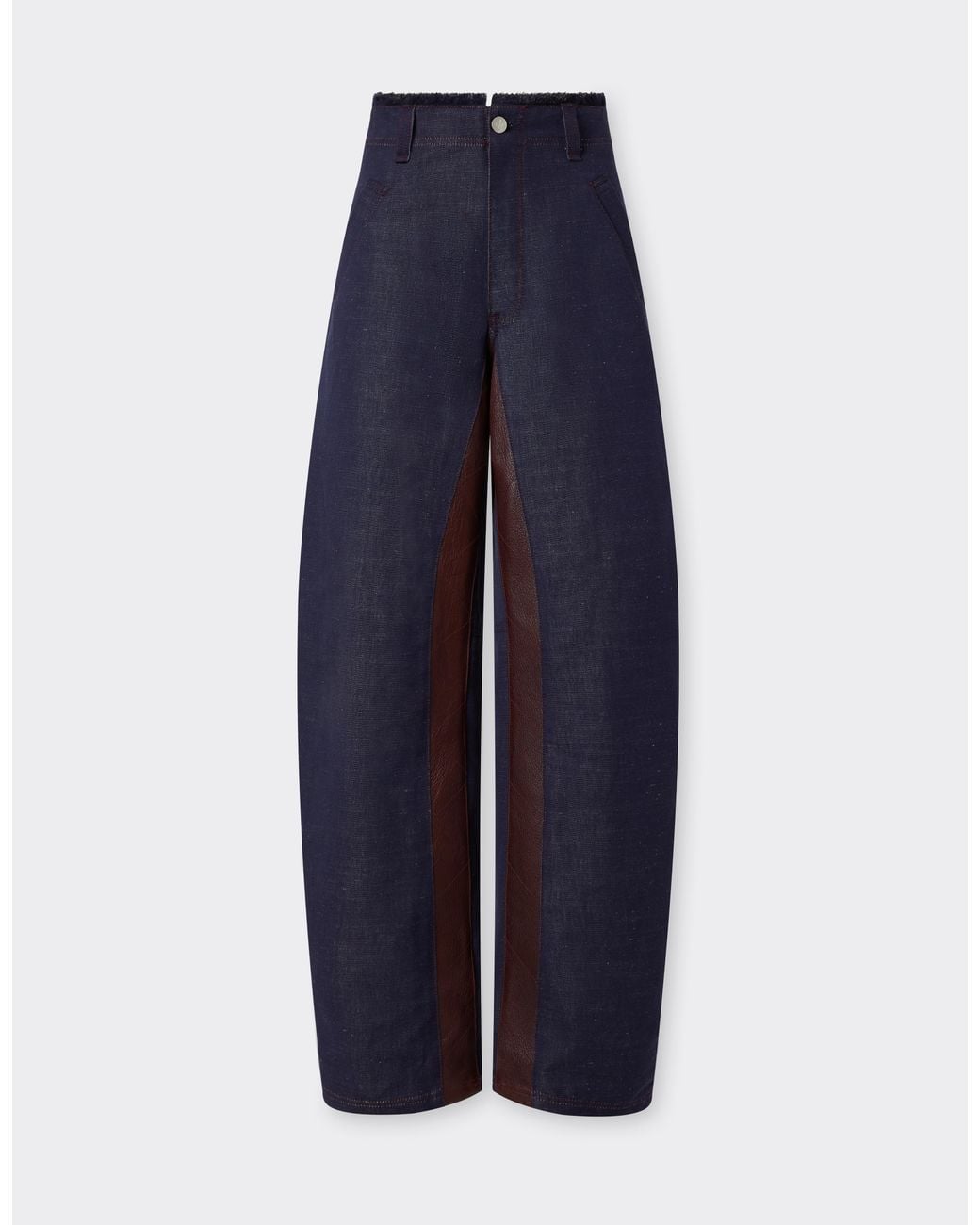 Ferrari Blue Cotton And Linen Denim Trousers