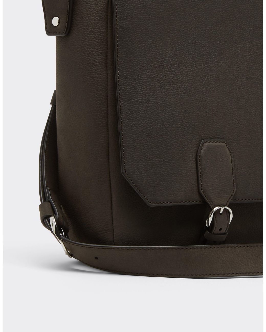 Ferrari Black Waxed Leather Messenger Bag for men