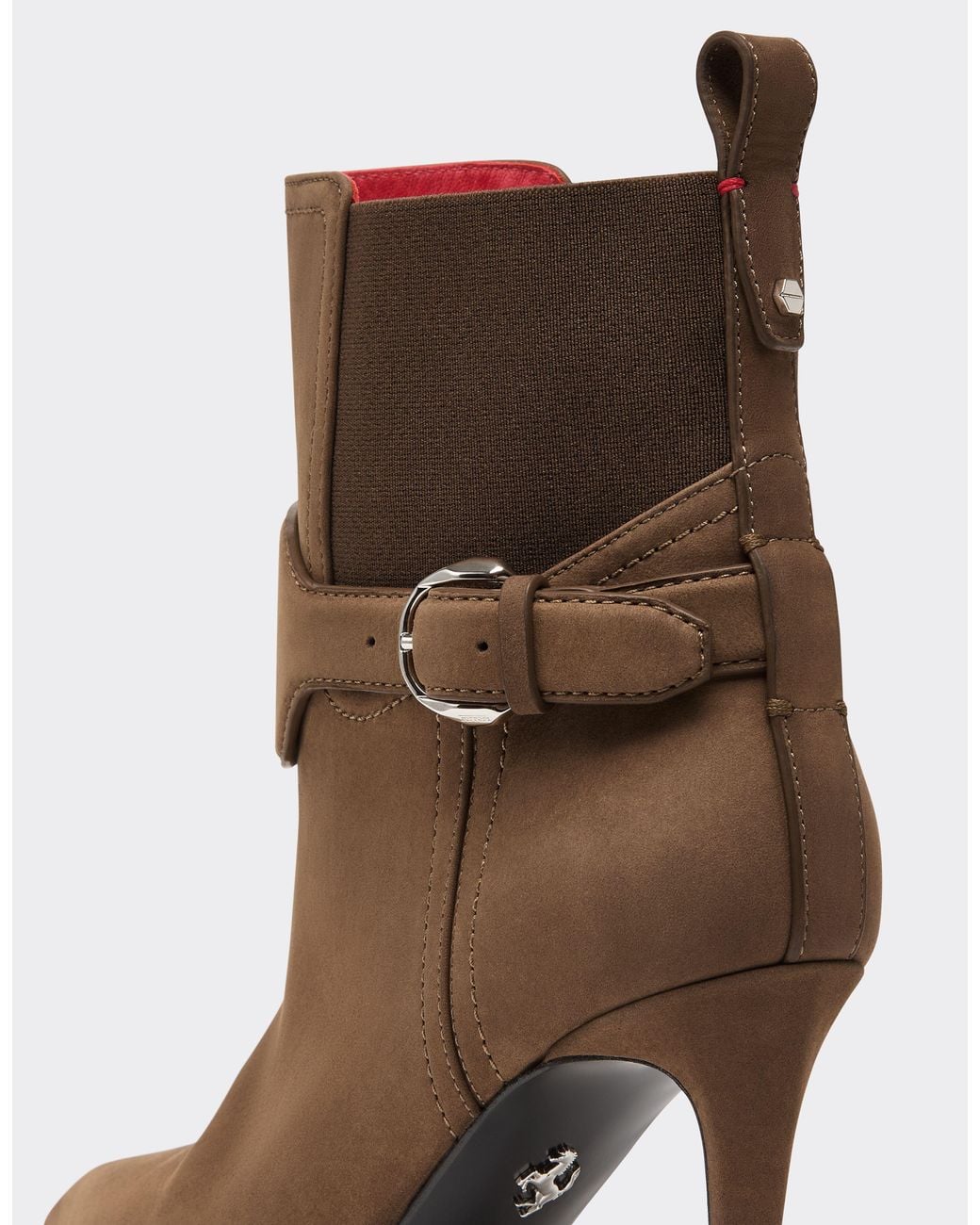 Ferrari Brown Nubuck Ankle Boots With High Heel
