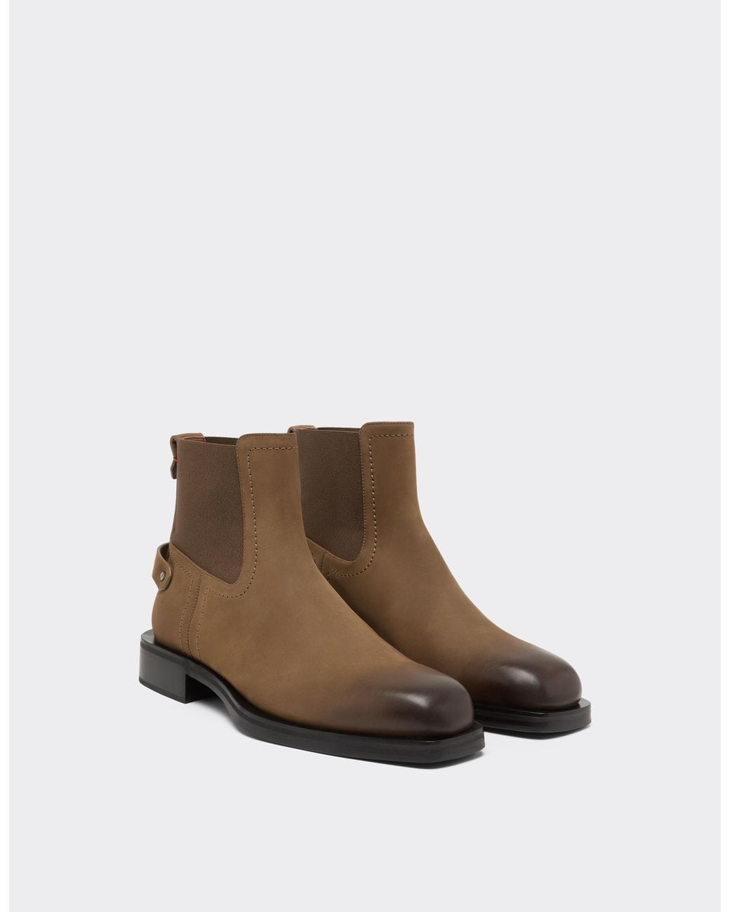 Ferrari Brown Nubuck Chelsea Boots With Logo for men