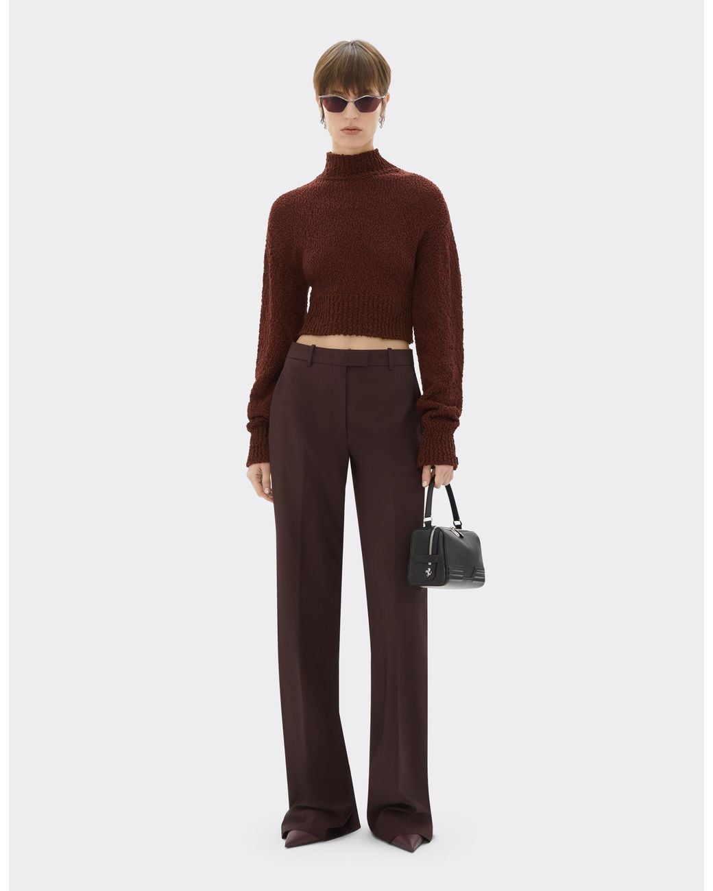 Ferrari Brown Wool Bouclé Turtleneck