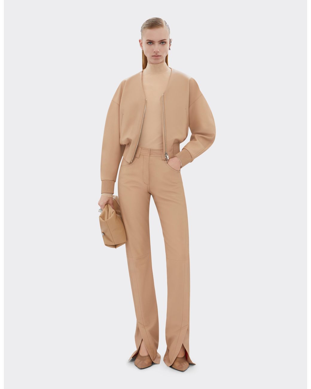 Ferrari White Straight-Leg Leather Trousers