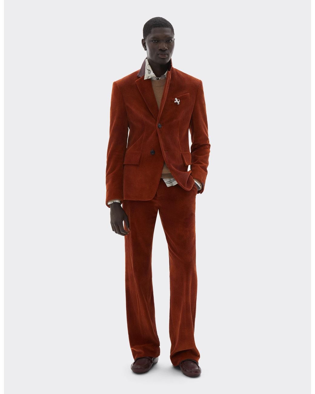 Ferrari Brown Tie-Dye Ribbed Velvet Blazer for men
