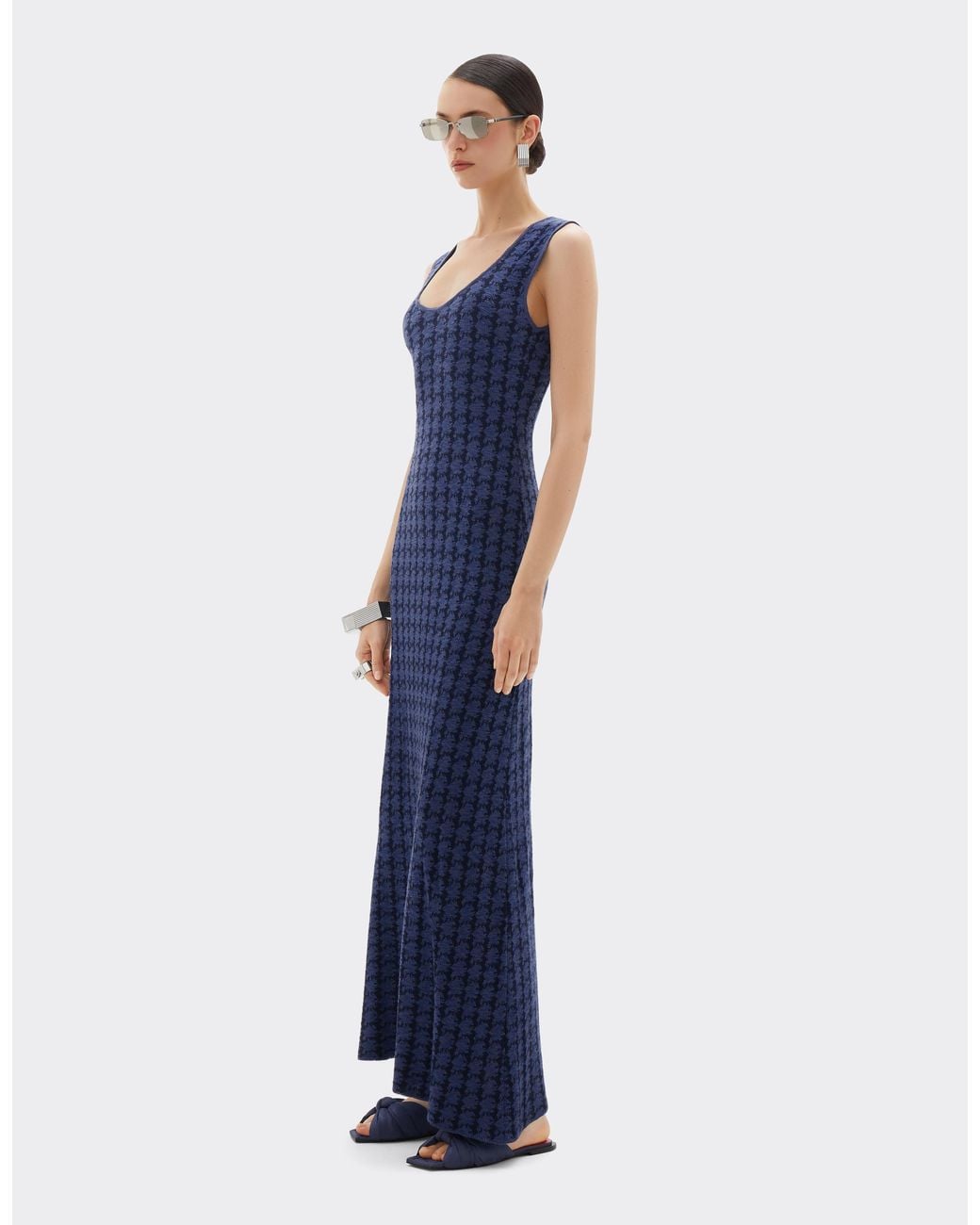 Ferrari Blue Long Silk And Cotton Dress
