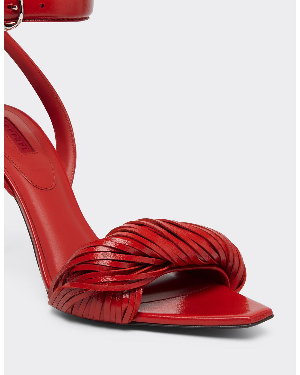 Ferrari Red Nappa Leather Heeled Sandals