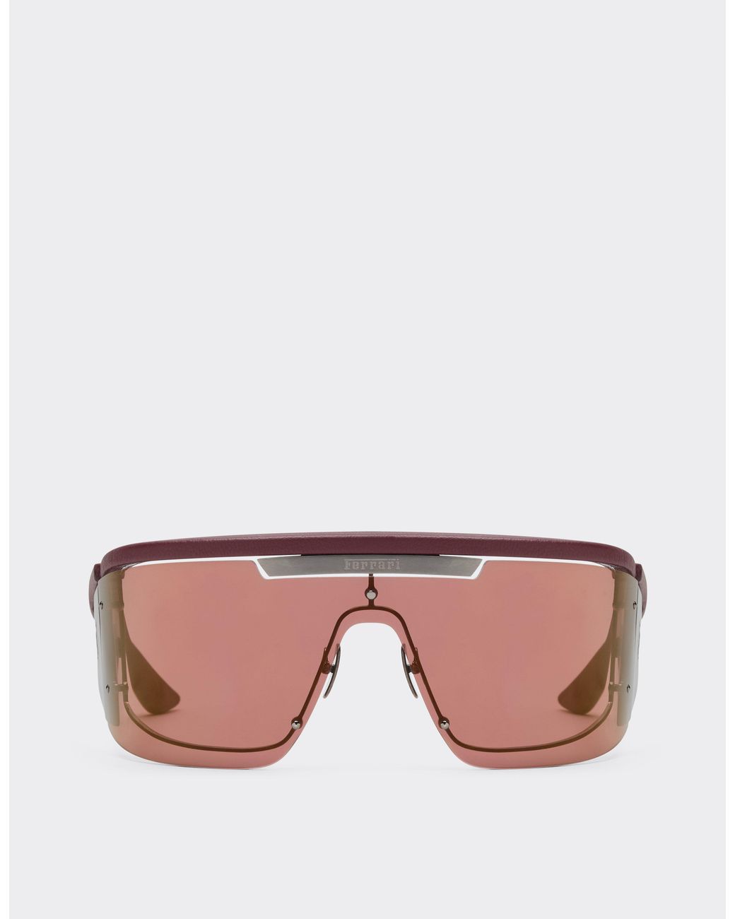Ferrari Pink Limited Edition Metal And Leather Sunglasses With Dark Redlens