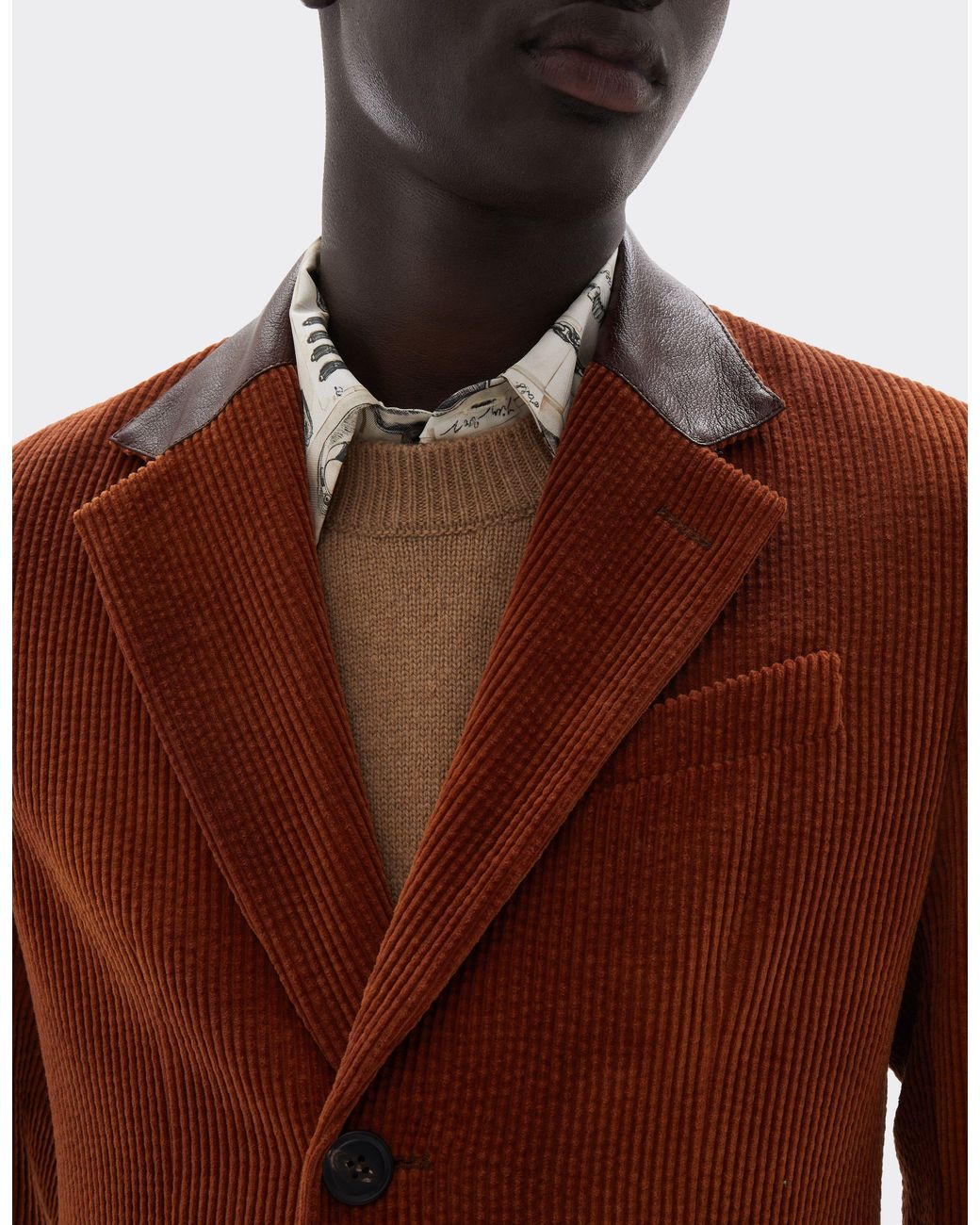 Ferrari Brown Tie-Dye Ribbed Velvet Blazer for men
