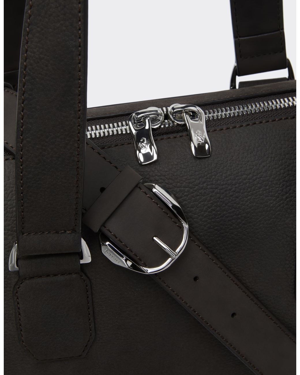 Ferrari Black Waxed Leather Briefcase for men