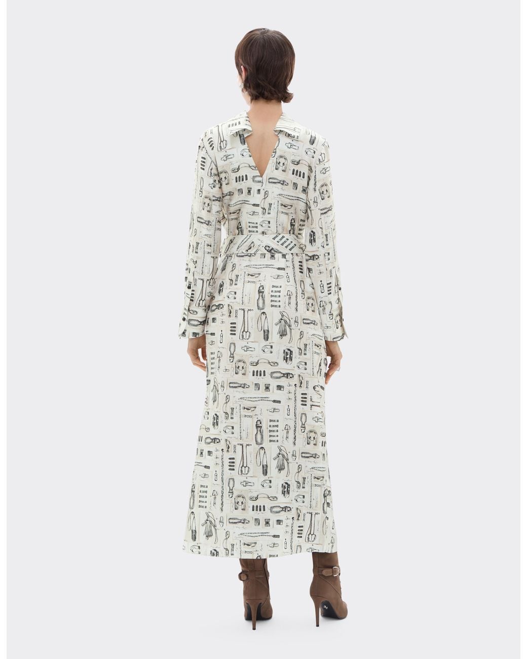 Ferrari White Silk Twill Blouse With Officina Print