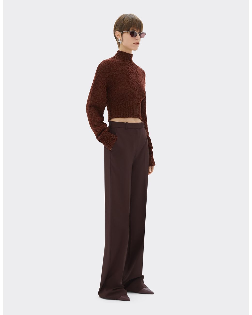 Ferrari Brown Wool Bouclé Turtleneck