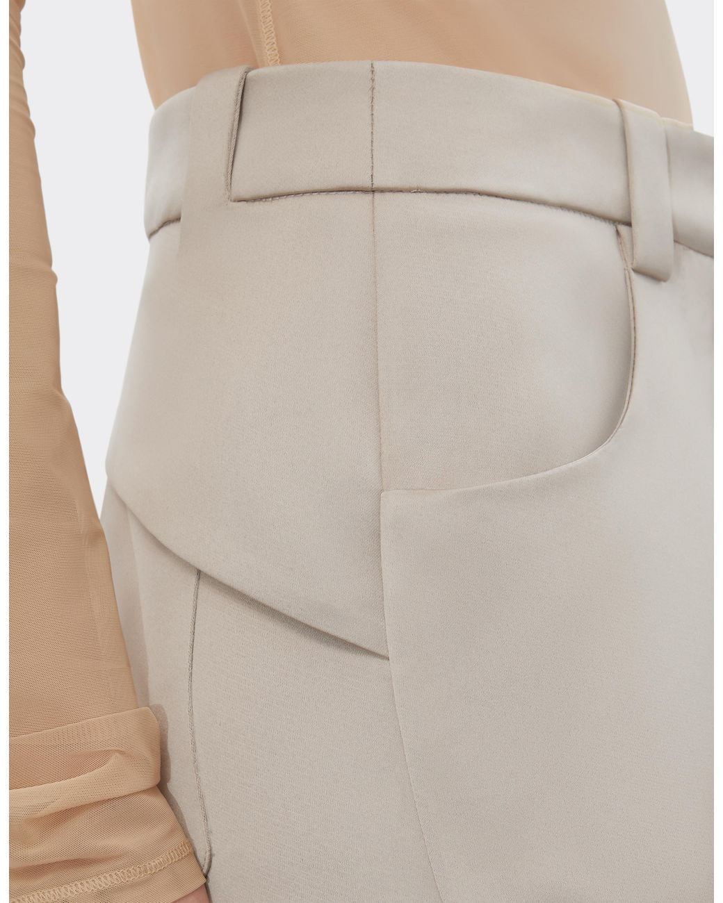 Ferrari White Duchesse Satin Trousers With Buckle