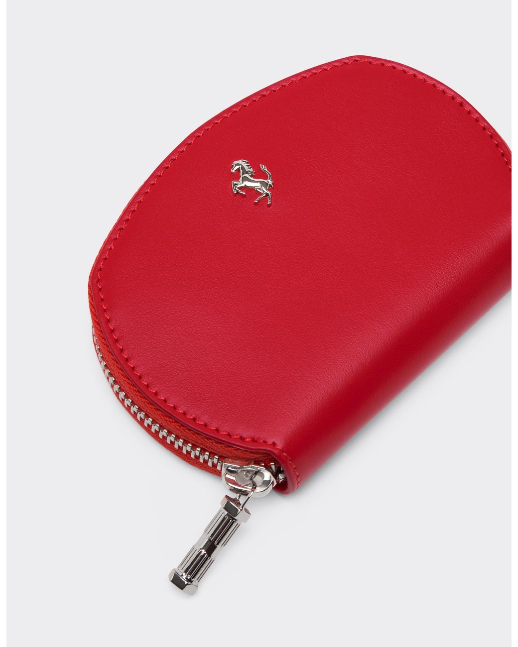 Ferrari Red Smooth Leather Zip-Up Wallet