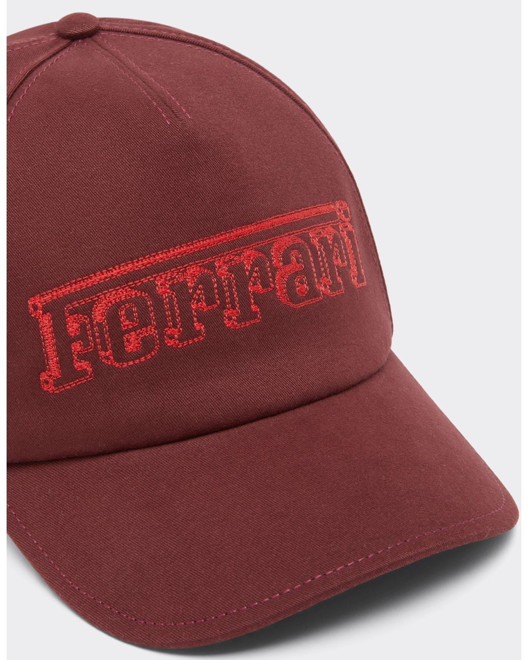 Ferrari Red Cotton Drill Baseball Cap With Embroidery