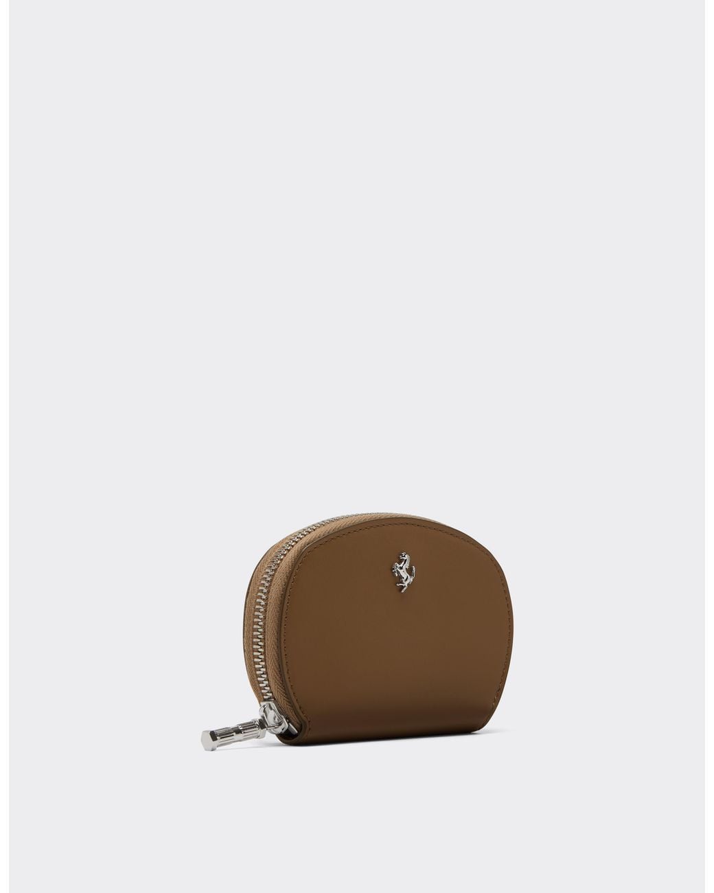 Ferrari Brown Smooth Leather Zip-Up Wallet