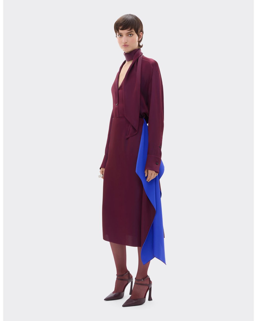 Ferrari Purple Two-Tone Satin Asymmetrical Skirt