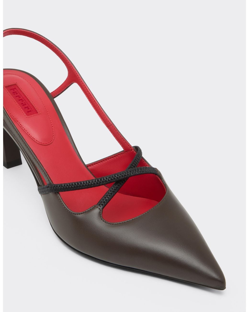 Ferrari Pink Leather Slingback With Crossed Straps