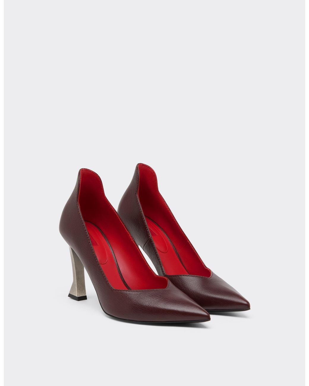 Ferrari Purple Leather Pumps With Heel