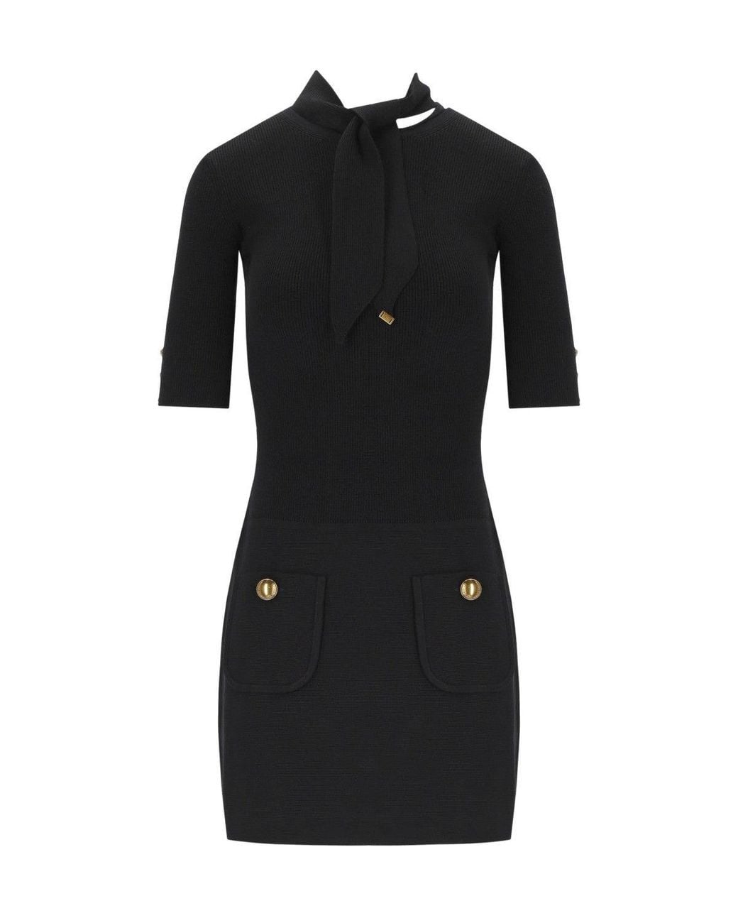 Elisabetta Franchi Black Knit Mini Dress