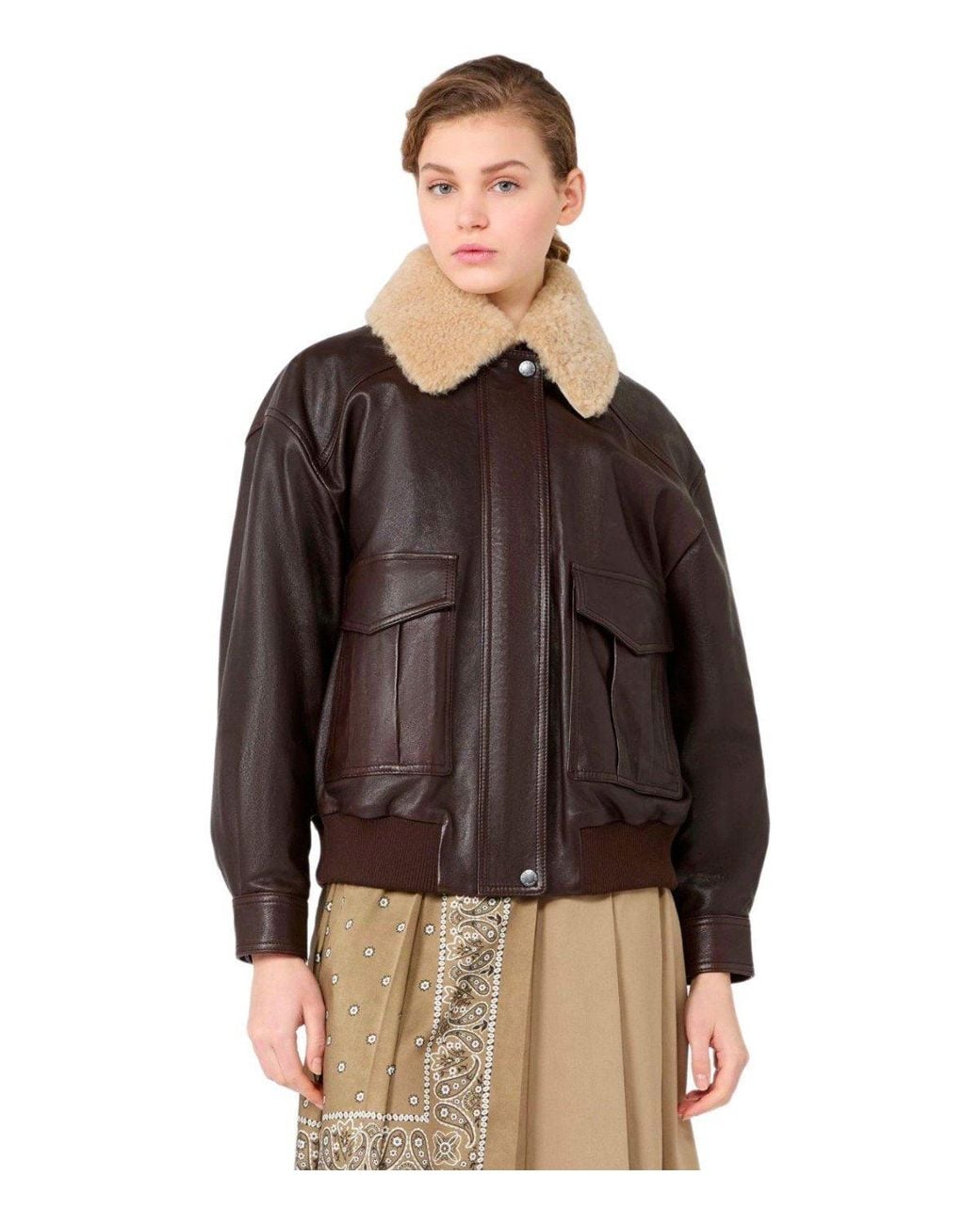 Weekend by Maxmara Black Fitted Leather Jacket