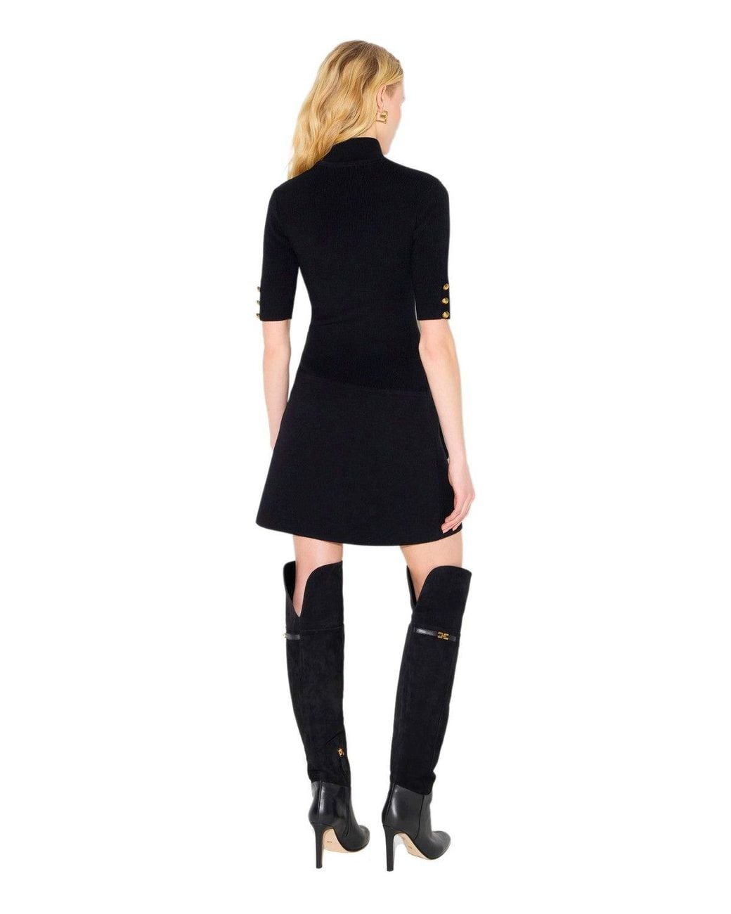 Elisabetta Franchi Black Knit Mini Dress