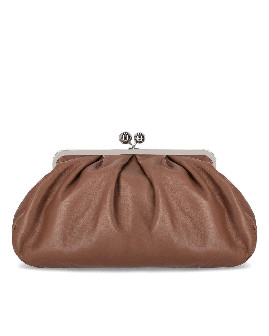 Weekend by Maxmara Brown Pasticcino Provino Large Light Clutch Bag