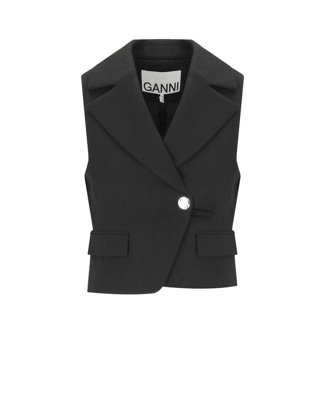 Ganni Black Crepe Vest