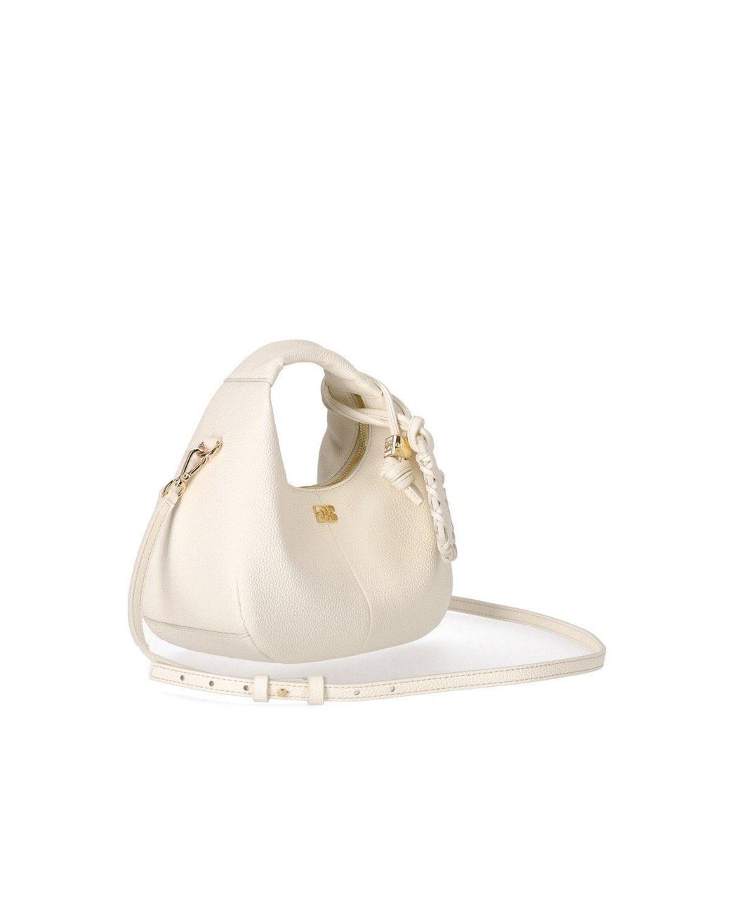 Ganni White Egret Mini Hobo Handbag