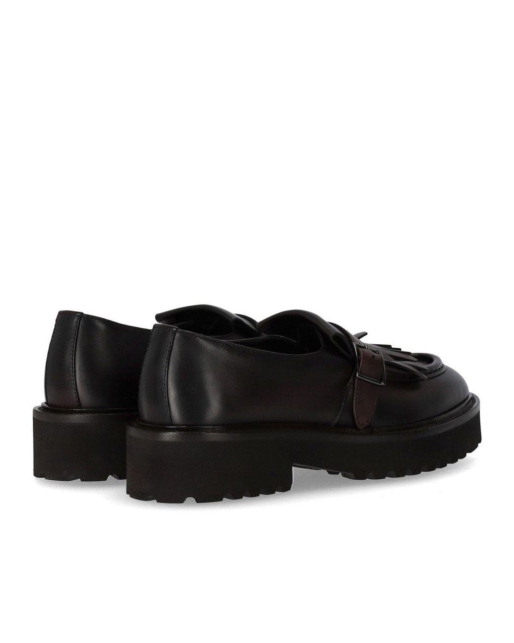 Doucal's Black Deco' Dark Loafer With Fringe