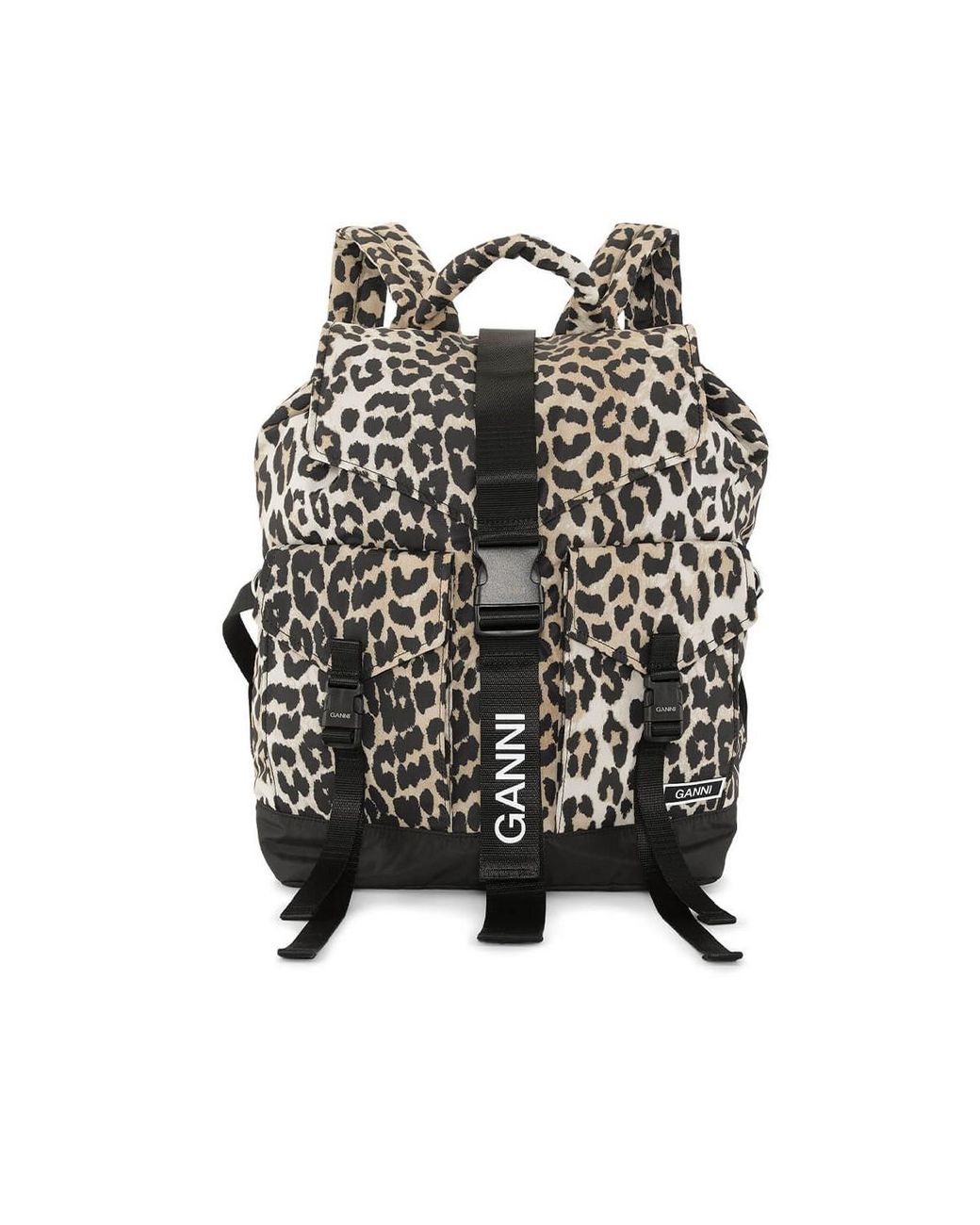 Ganni Tech Animal Print Backpack in Black Lyst