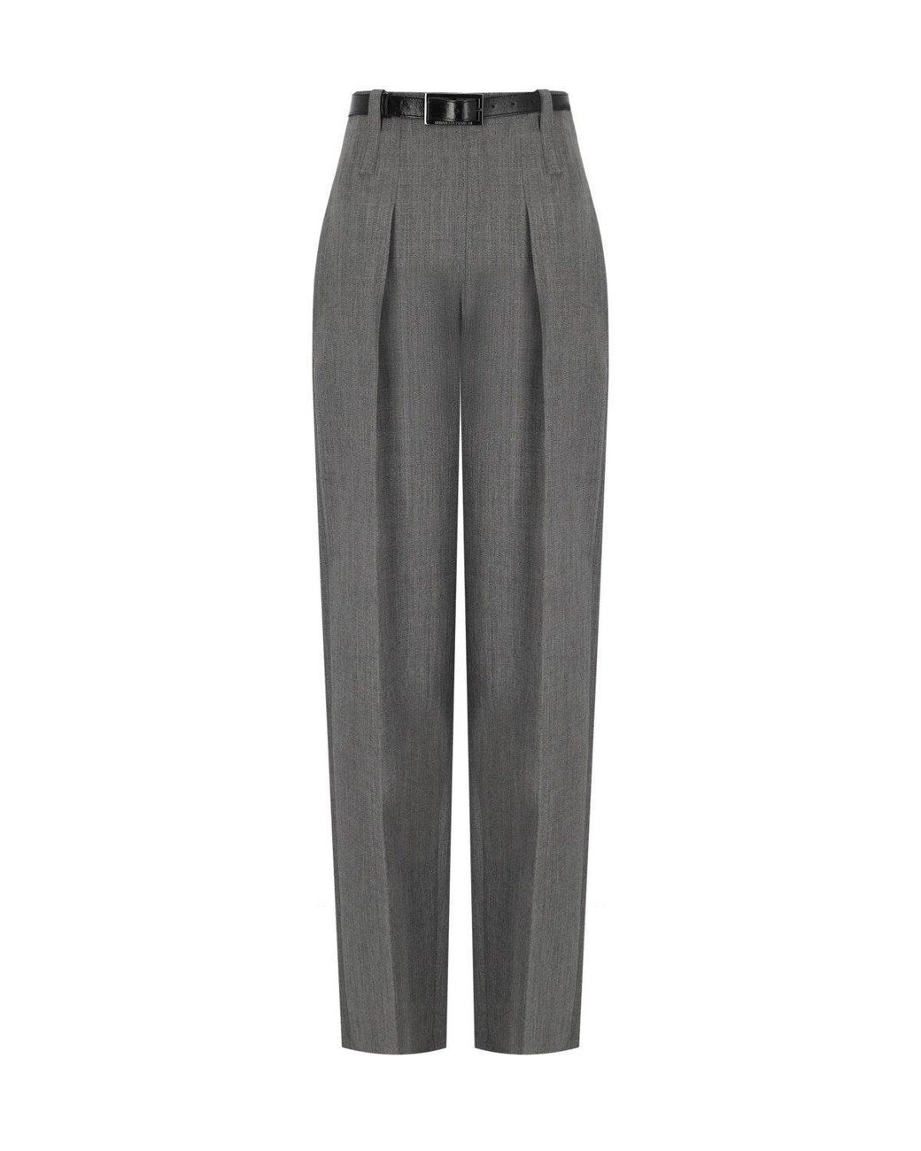 Elisabetta Franchi Gray Belted Trousers Melange