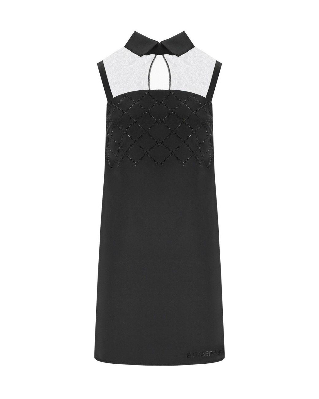 Elisabetta Franchi Black Mini Dress With Rhinestones