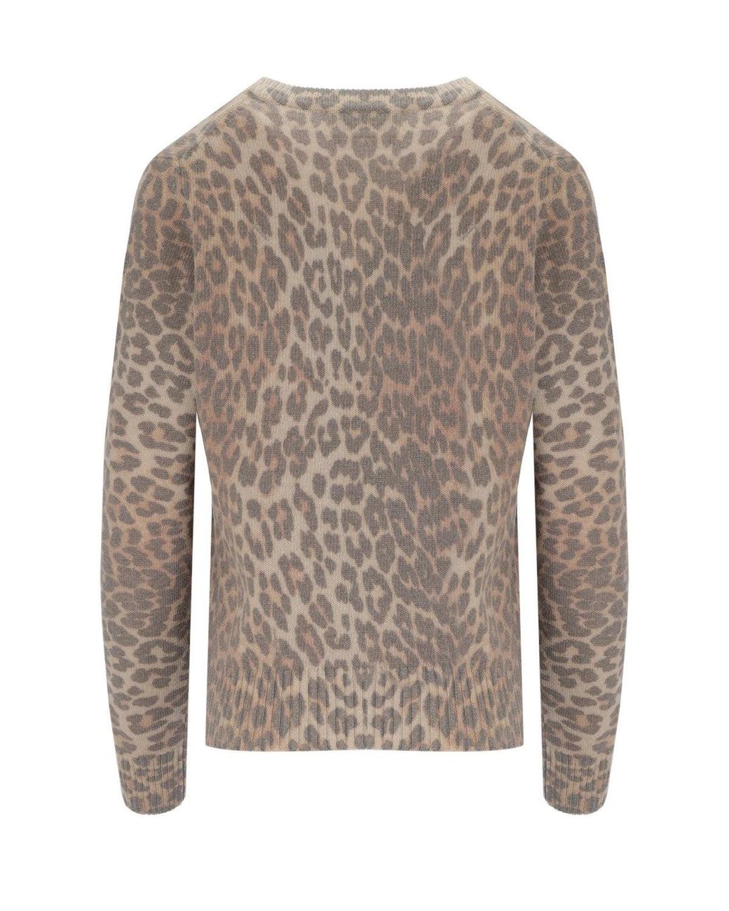 Ganni Gray Animalier Crew Neck Sweater
