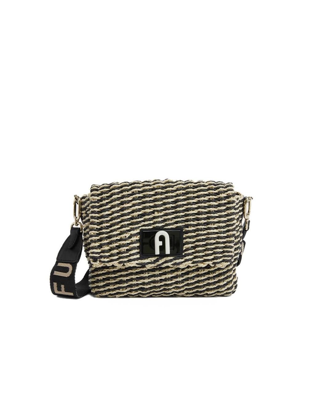 Furla 1927 Soft Mini Ecru Crossbody Bag in Black Lyst