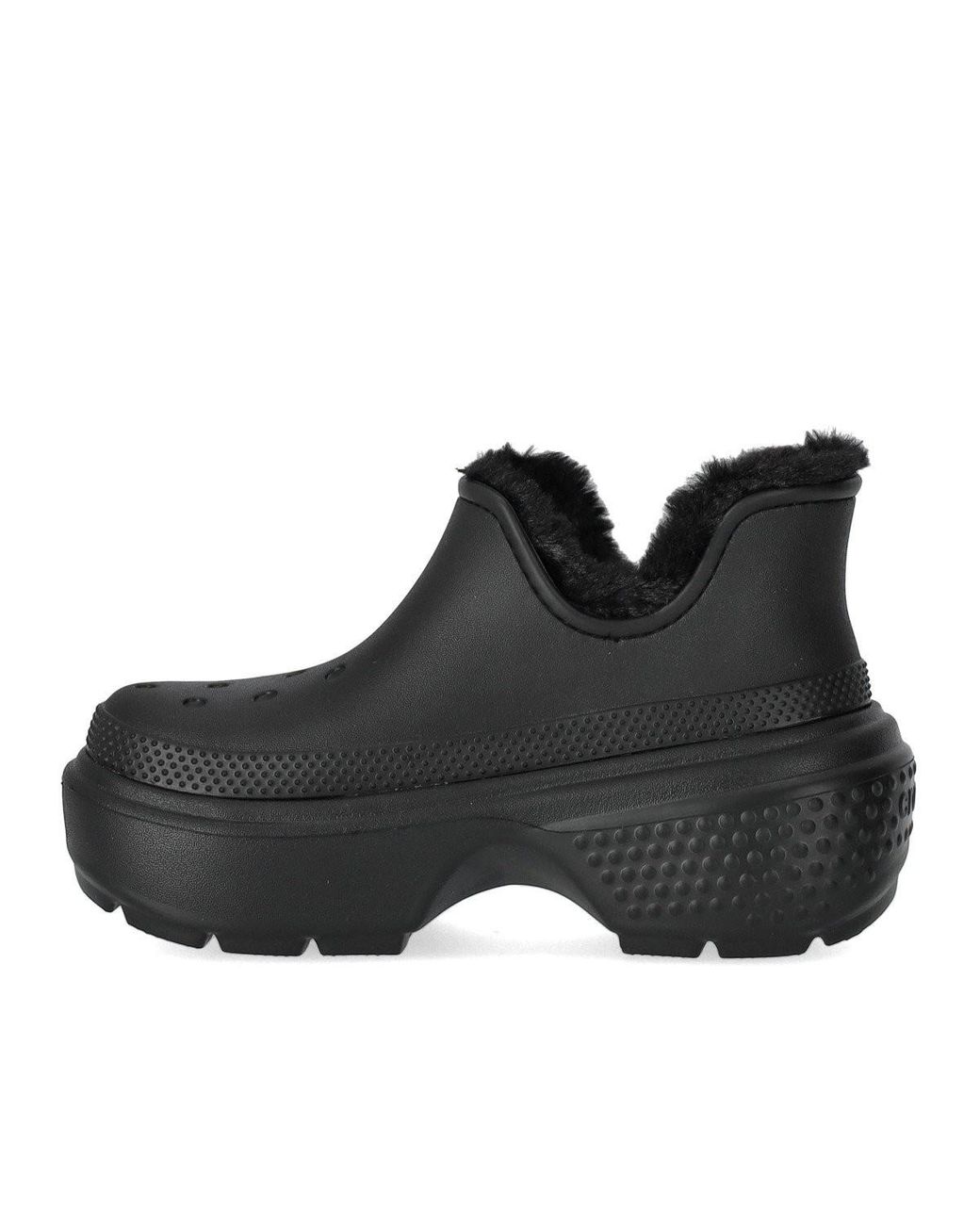 CROCSTM Black Stomp Bootie Mit Fuzzy-Futter