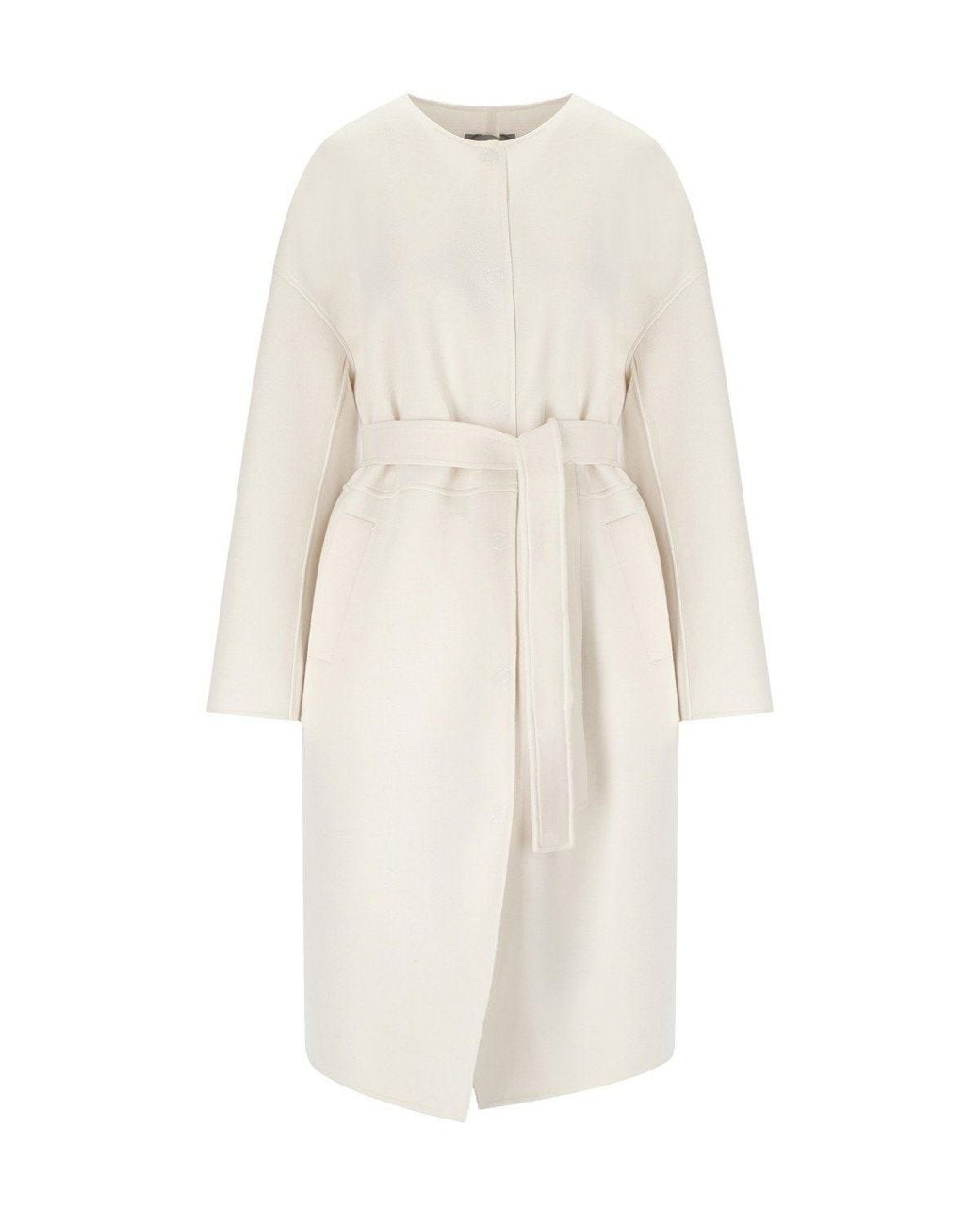 Max Mara White Stilla Belted Coat
