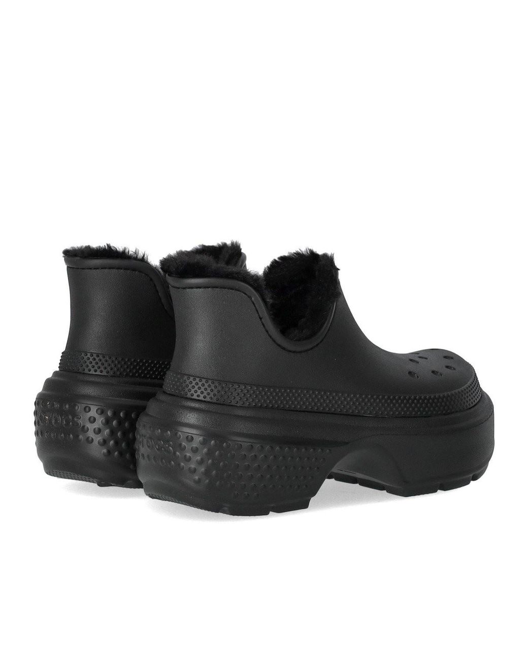 CROCSTM Black Stomp Bootie Mit Fuzzy-Futter