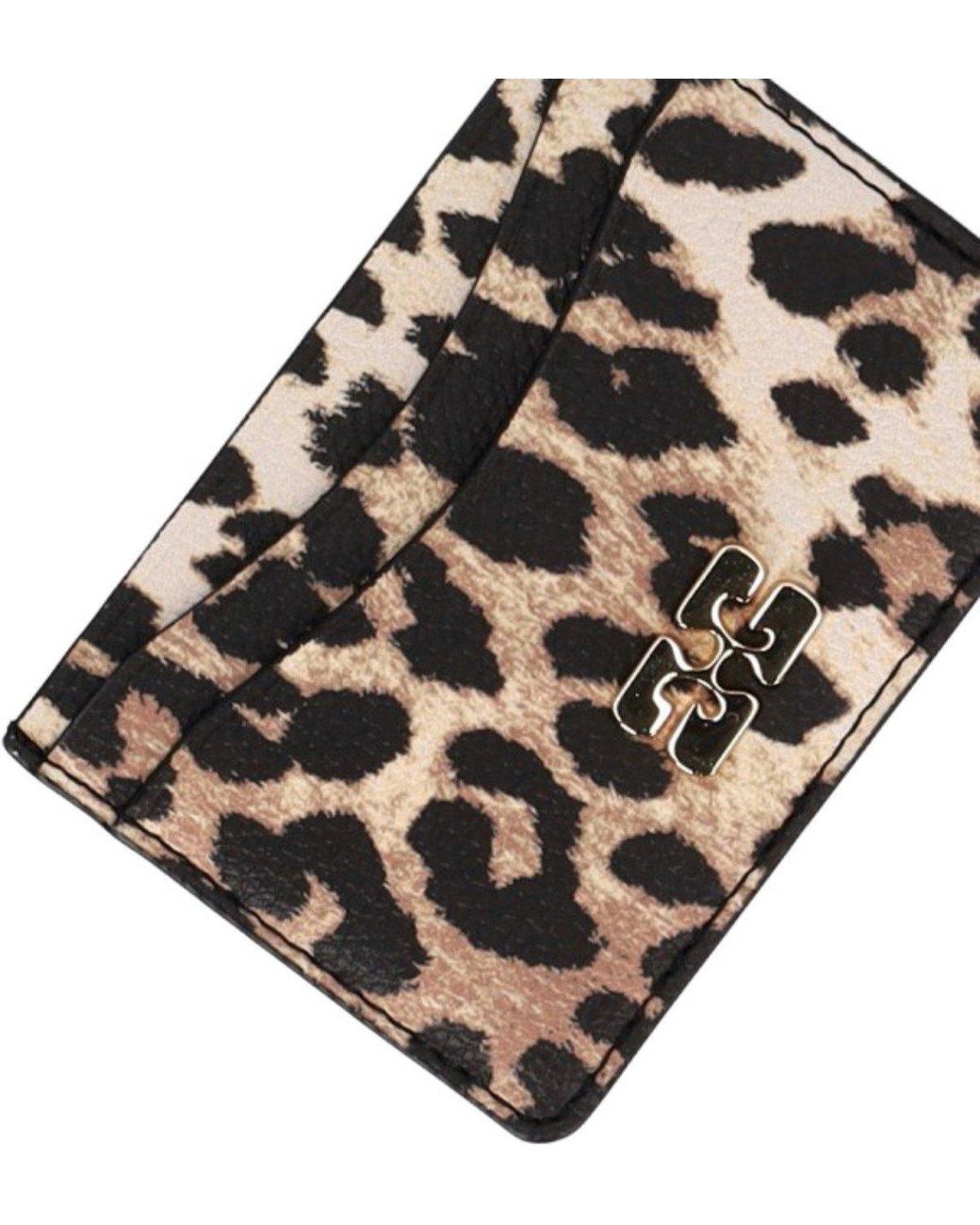 Ganni White Bou Leopard-Print Card Holder