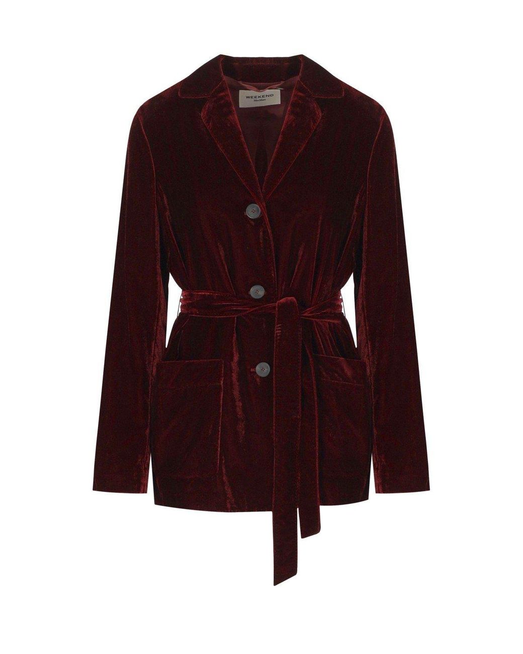 Weekend by Maxmara Purple Recent Burgundy Velvet Blazer