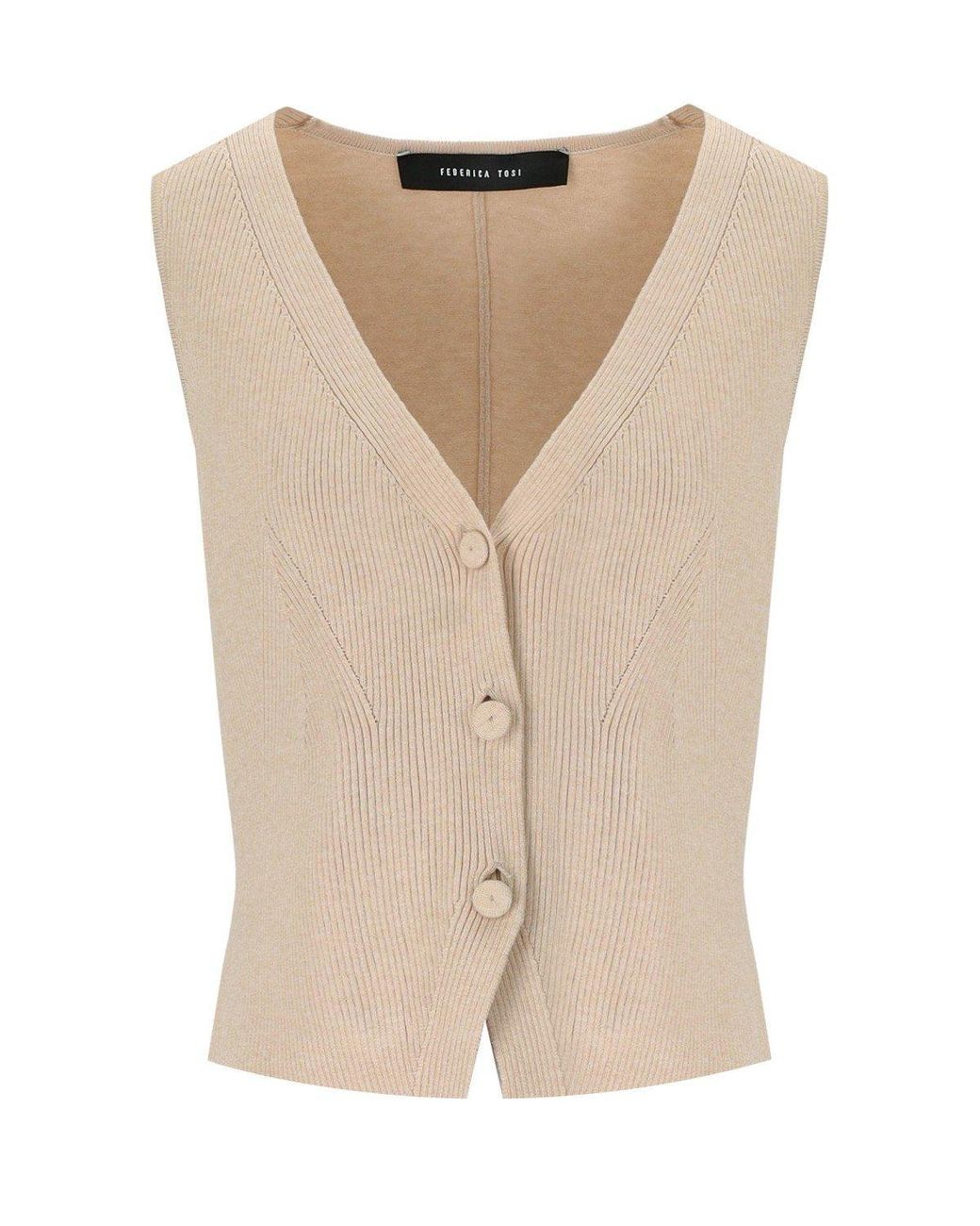 FEDERICA TOSI Natural Ecru Vest With Bow