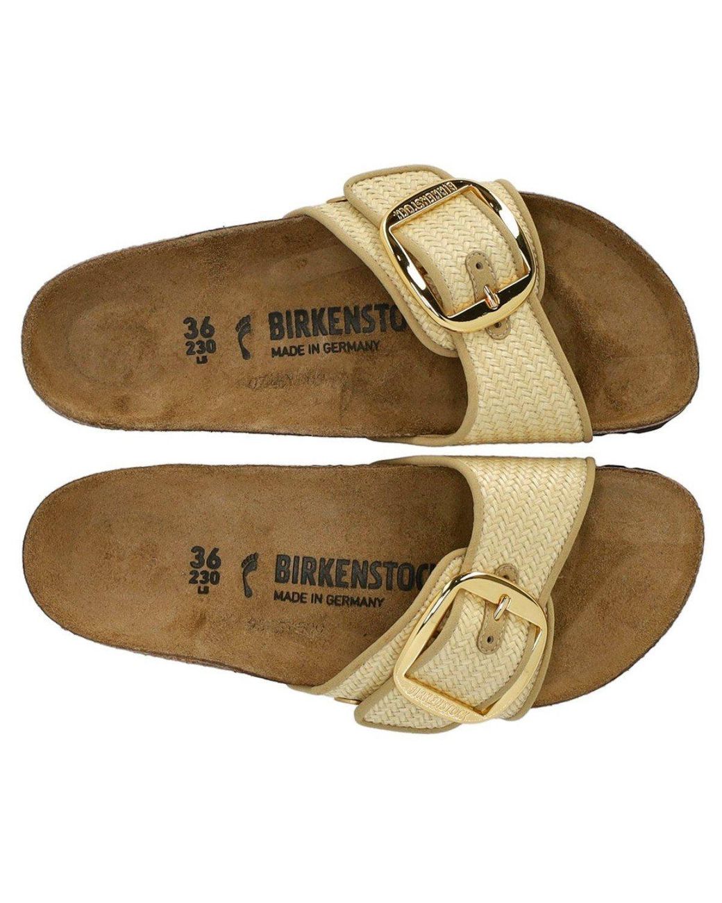 Birkenstock Brown Madrid Raffia Big Buckle Natural Sandal